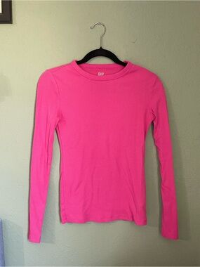 Gap Ribbed Long Sleeve Crewneck Long Sleeve Size XS in Pink